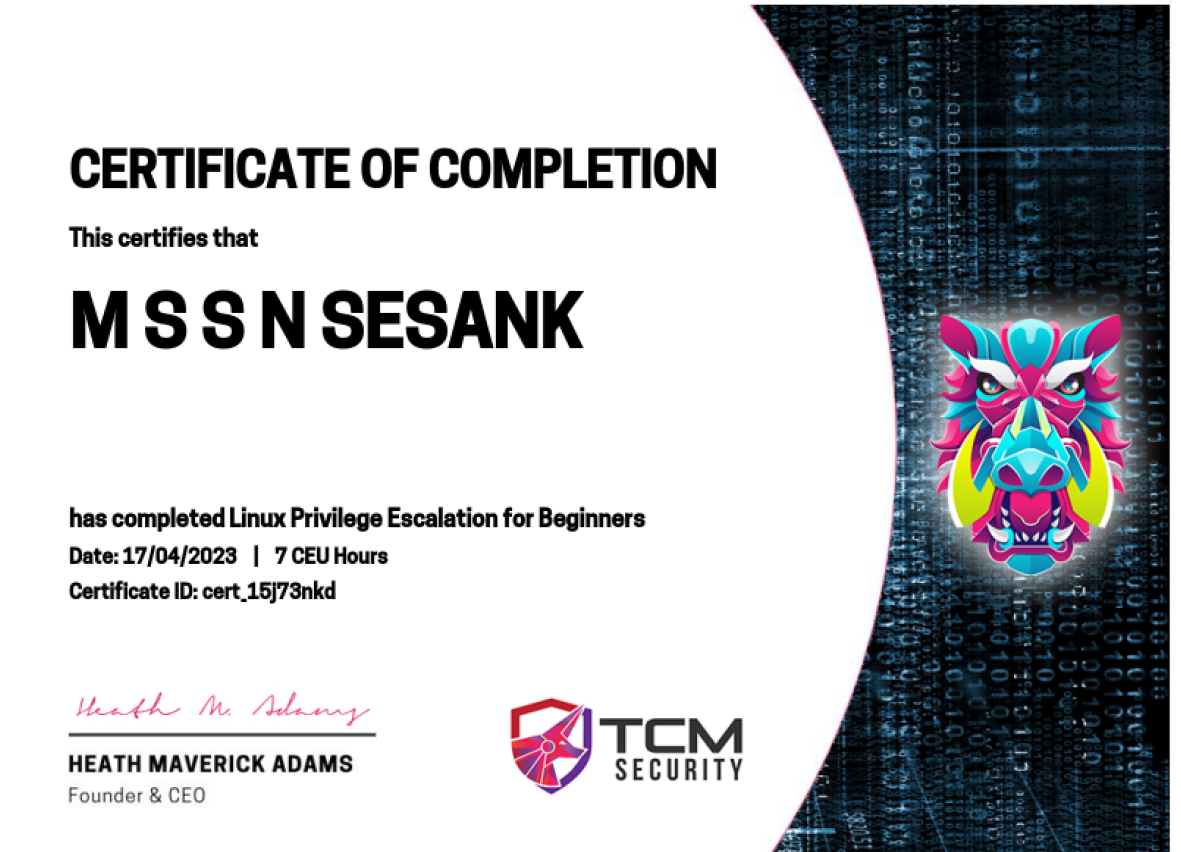 TCM Linux Privilege Escalation